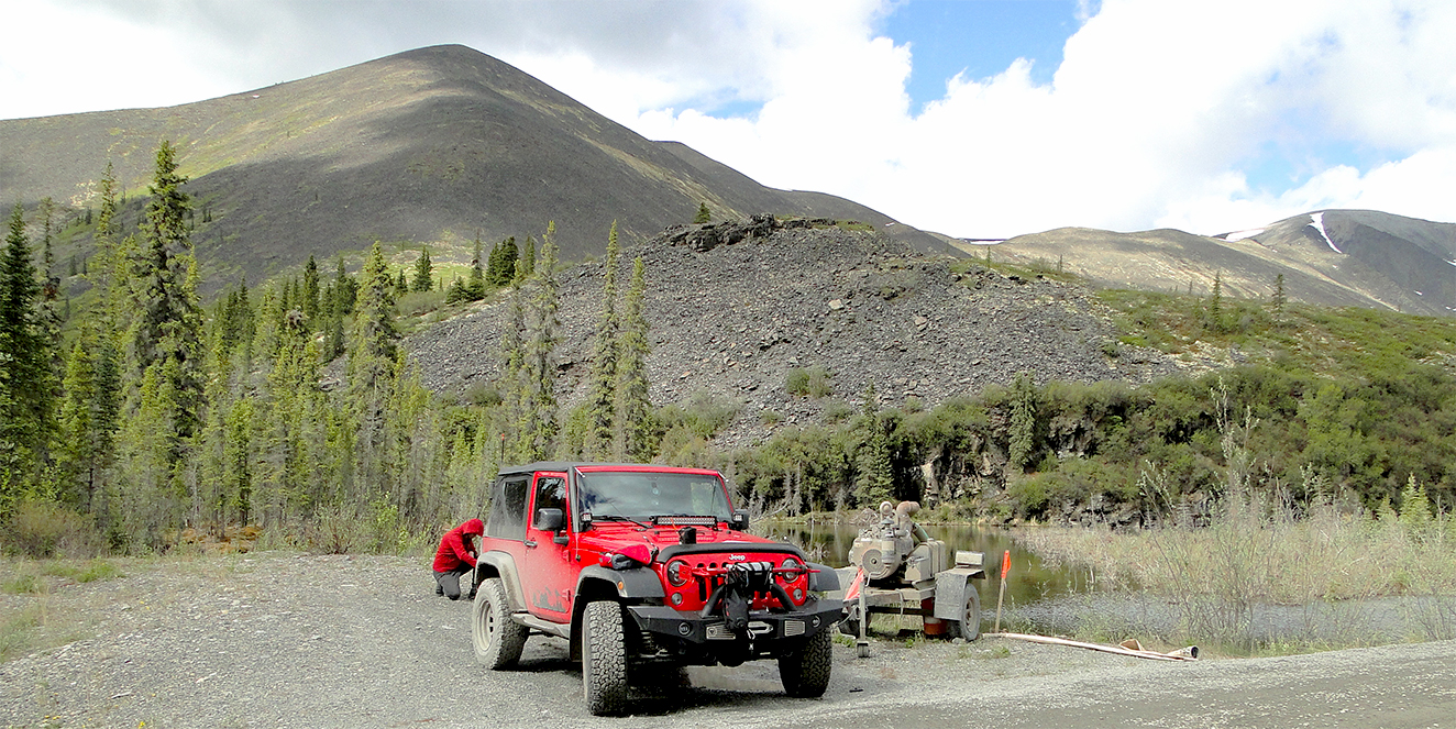 Hauling Water Pump with Jeep Wrangler Gold Claim Klondike