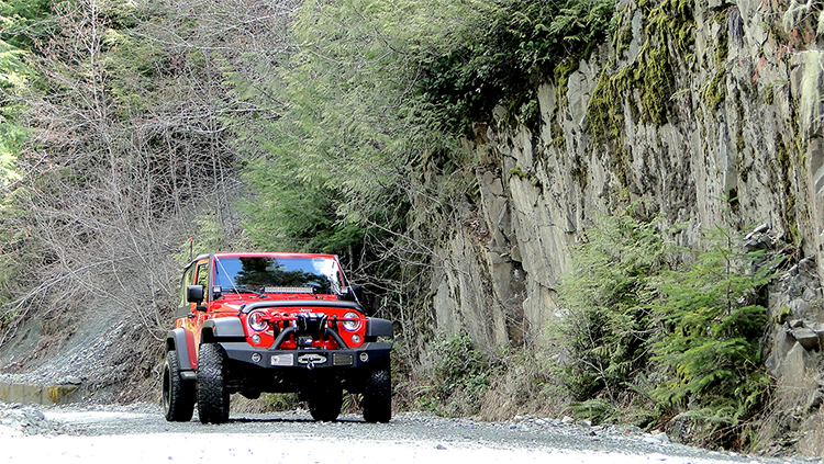 Red Jeep 4x4 Remote Wilderness Adventure
