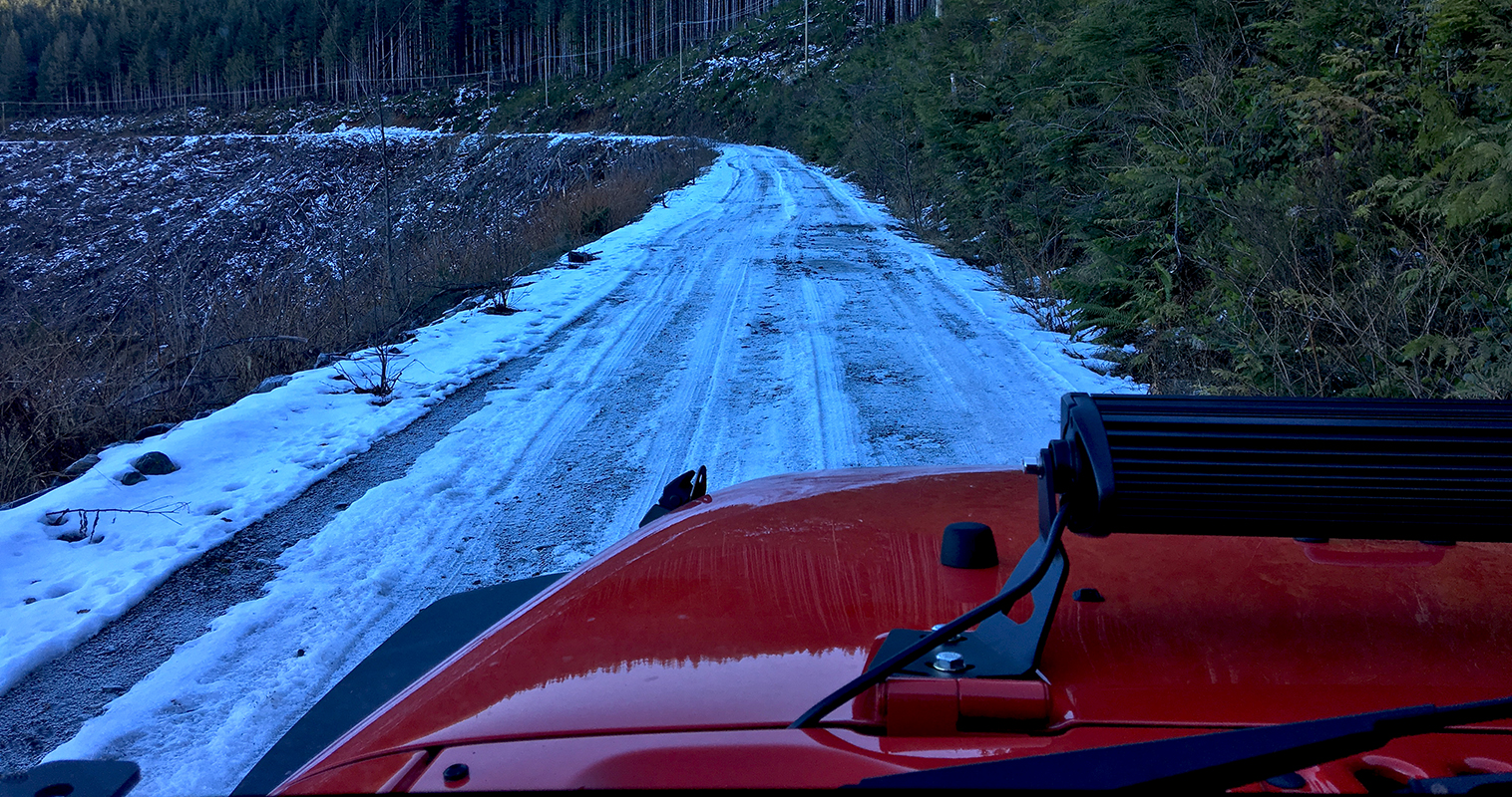 Frozen Solid Logging Road Winter Driving my Wrangler JK